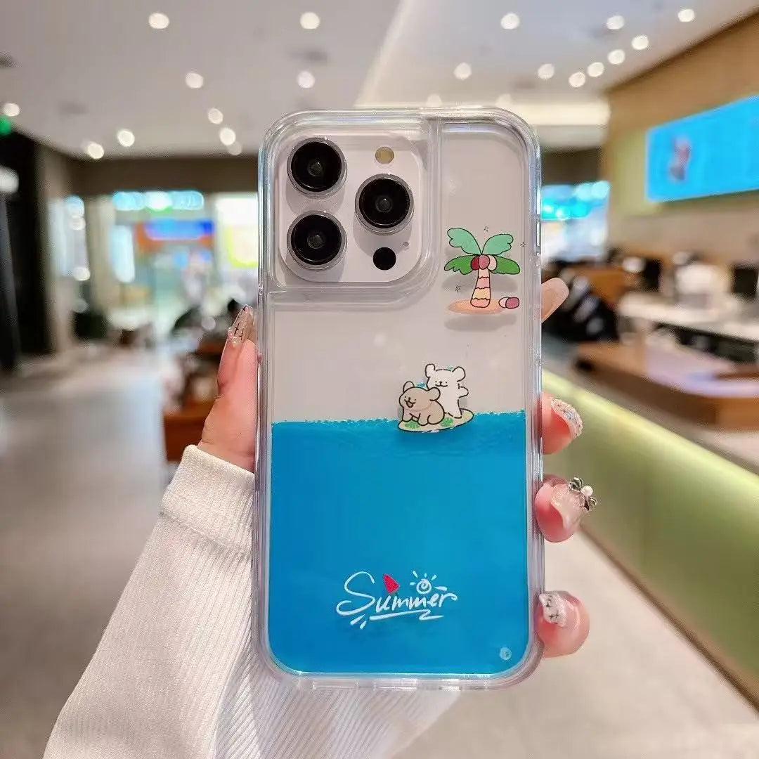 Green Leaf Slider Line Dog Sand Flow Phone Case