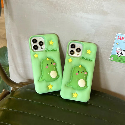 Kawaii Cartoon Dinosaur Silicone Phone Case For iPhone