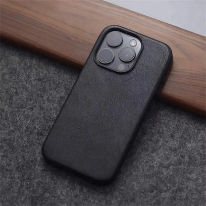 Retro Crazy Horse Leather Magsafe Phone Case For iPhone Simple Leather Texture Magnetic Phone Case
