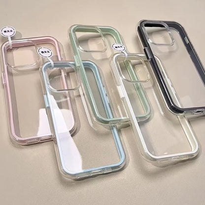 Luxury Candy Color Frame Clear Back Phone Case For iPhone