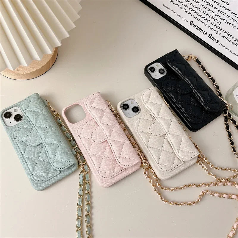 PU Leather Crossbody Lanyard Wallet With Card Holder Phone Case For iPhone Shockproof Cover