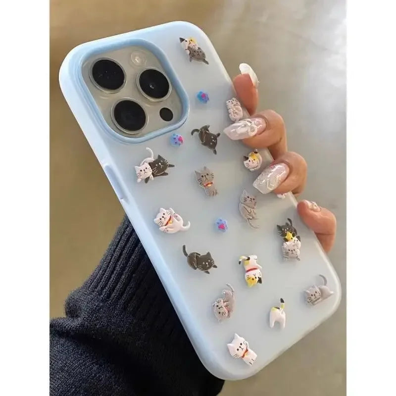 Cartoon Cat DIY Stickers Compatible Phone Case
