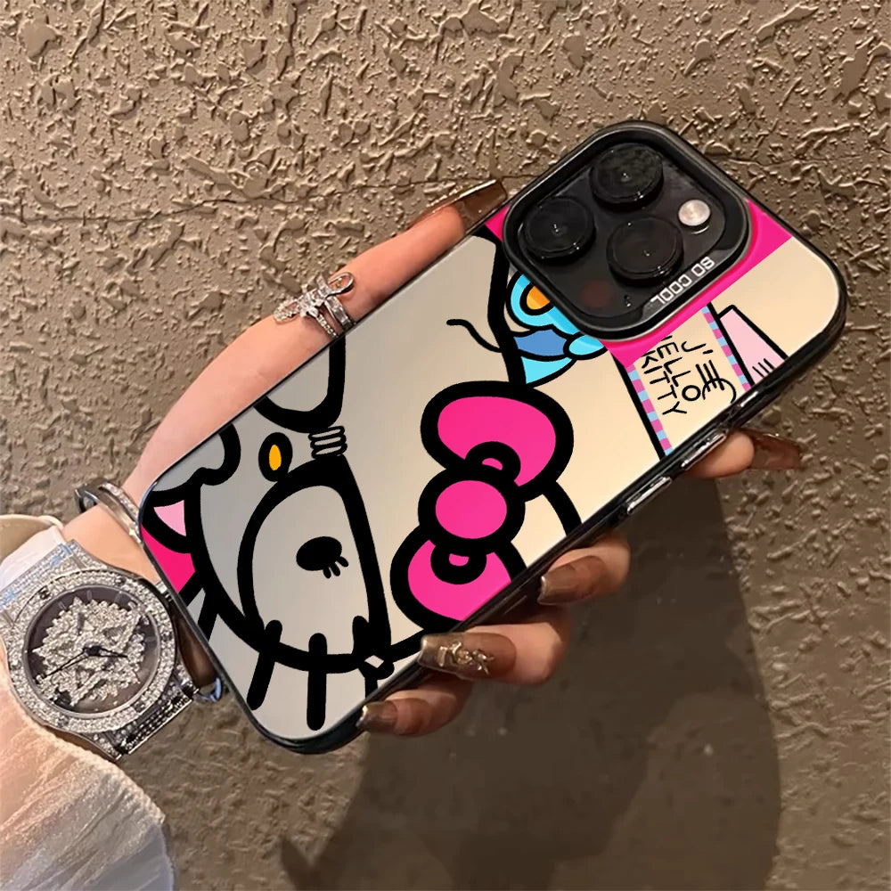 Sanrio Cartoon Hello Kitty Phone Case For iPhone Matte Laser Cover