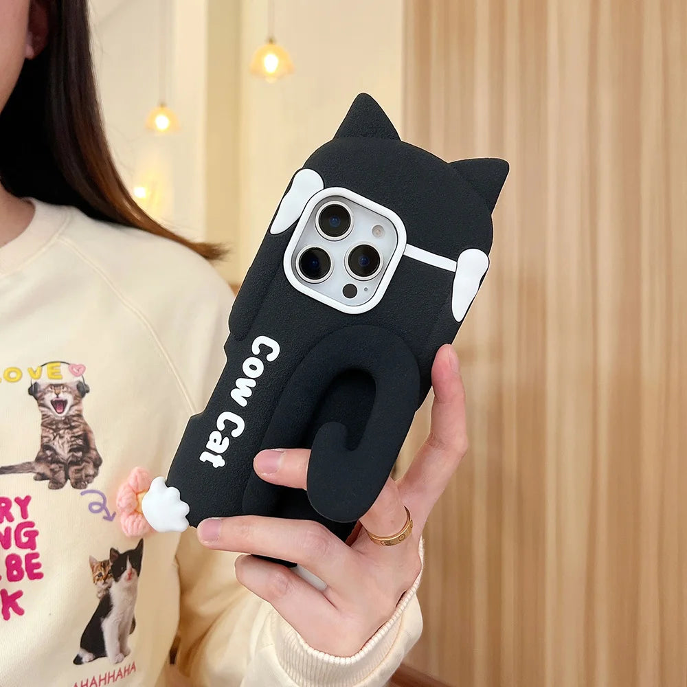 Cartoon Cow Cat Protective Phone Case