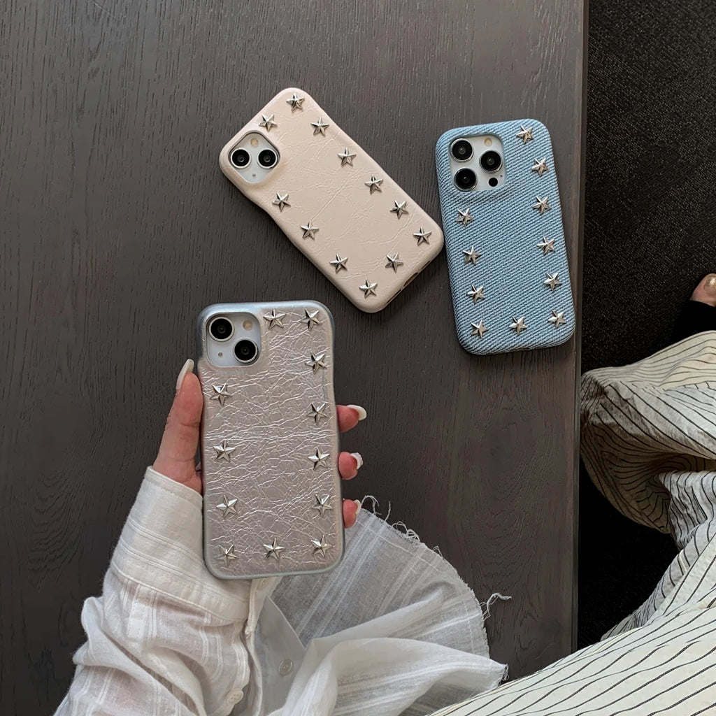 Cowboy Metal Star Leather Shockproof Case For iPhone