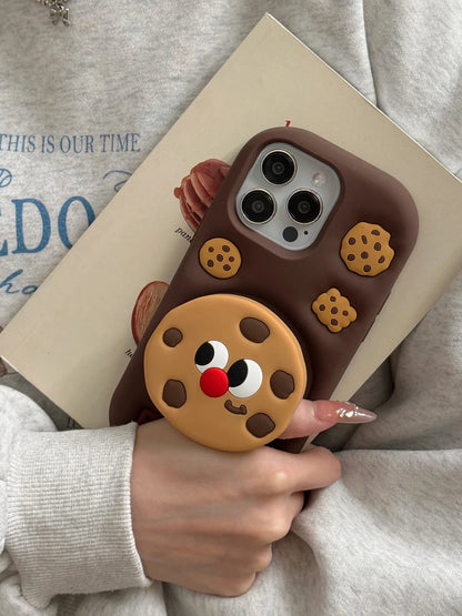 Funny Stand Holder Cookies Soft Silicone Case Cover For iPhone