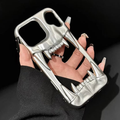 Fashion Metal Matte Silver Tiger Tooth Heat Dissipation Phone Case