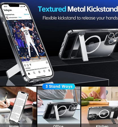 Clear Magnetic Phone Case With Kickstand For iPhone