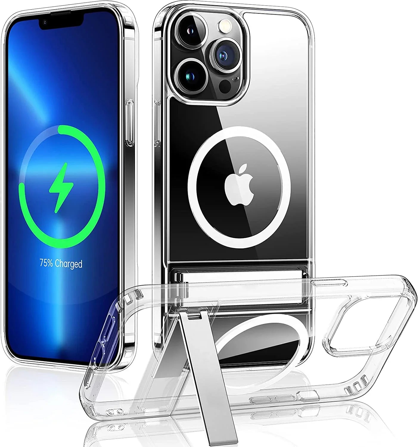 Clear Magnetic Phone Case With Kickstand For iPhone