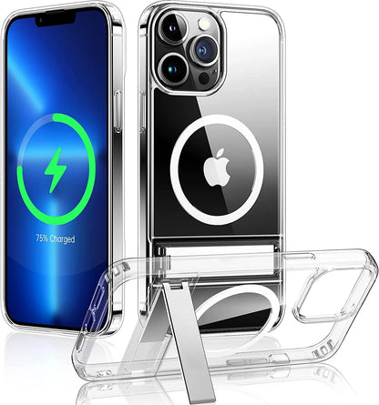 Clear Magnetic Phone Case With Kickstand For iPhone