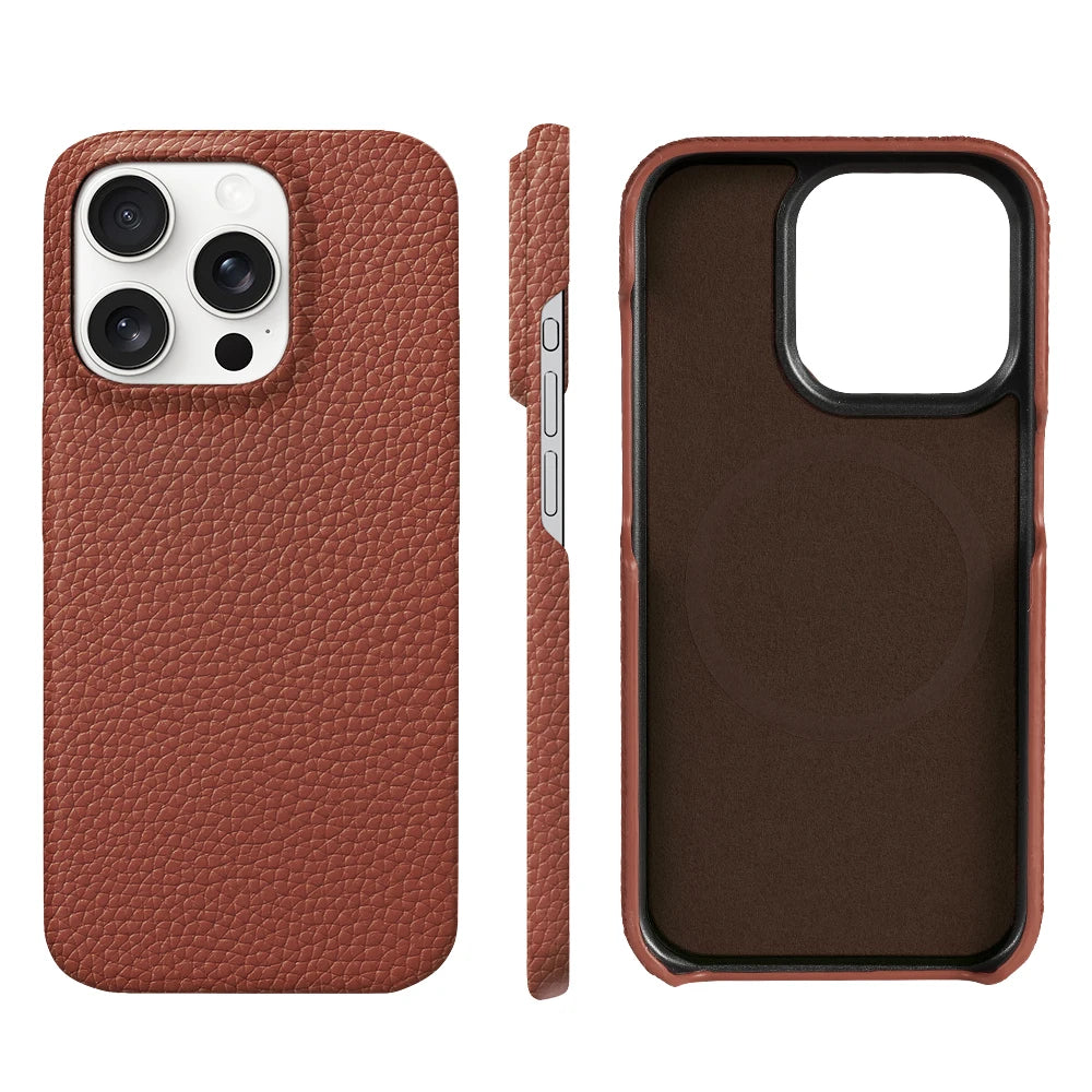 Luxury Cowhide Leather MagSafe iPhone Case