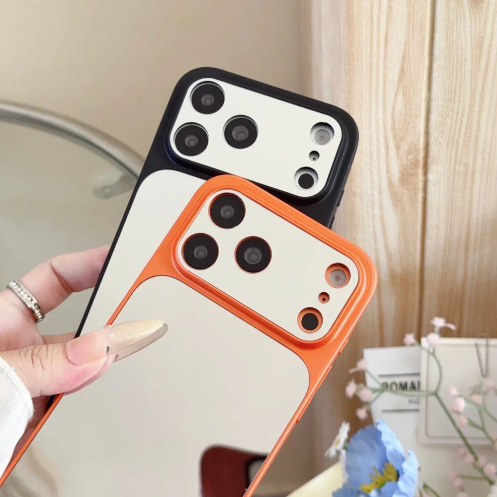 Luxury Magnetic Wireless Charging Mirror Case For iPhone Full Makeup Mirror Lens Protection Girl's Gift