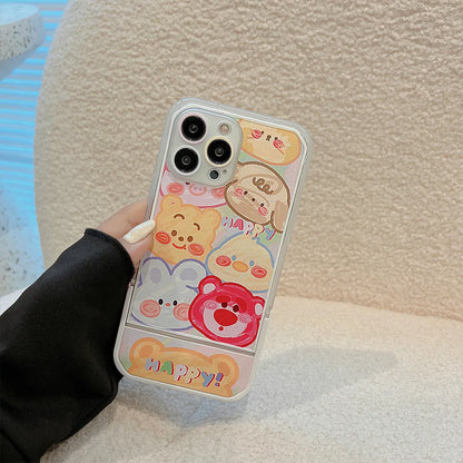 Cartoon Graffiti Invisible Stand Phone Case For iPhone