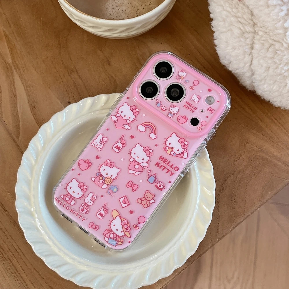 Cute Cartoon Sanrio Hello Kittty Phone Case For iPhone Shockproof Hard Cover With Lanyard