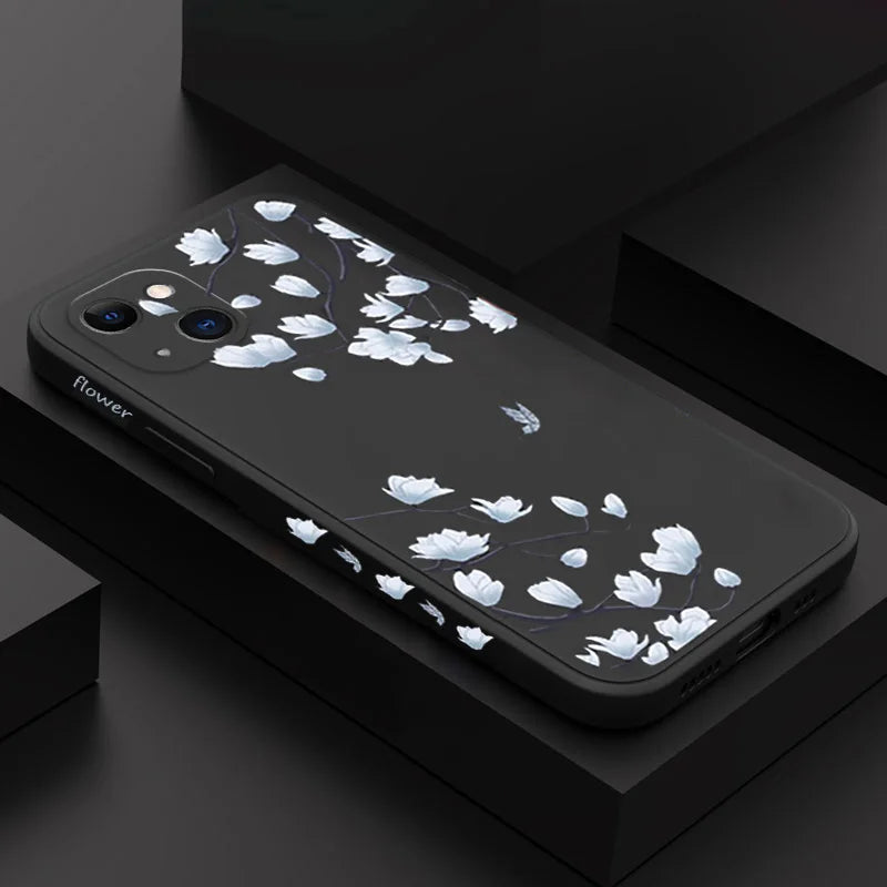 Abstract Plants Flower Silicone Phone Case For iPhone