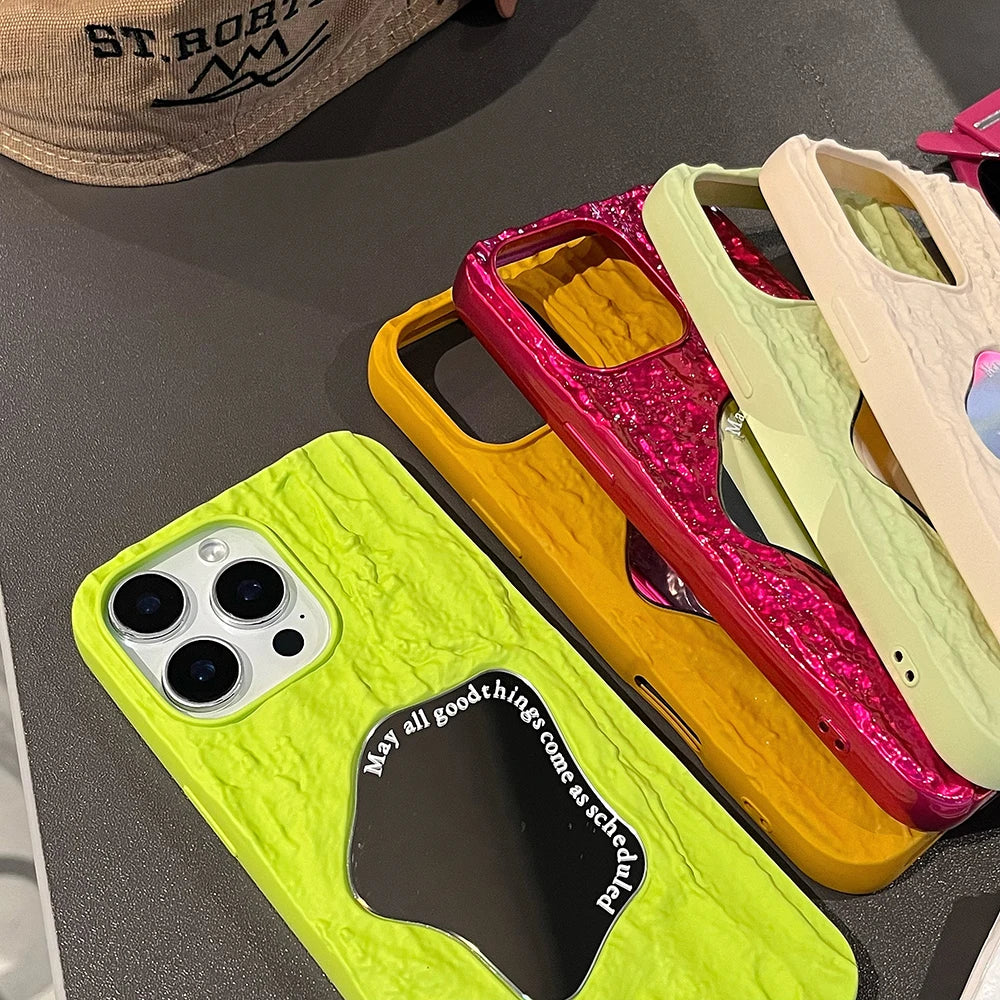 Rock Pattern Makeup Mirror Rose Phone Case