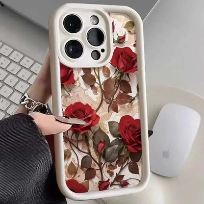 Case For iPhone Soft Flower Matte Shockproof Fashion Silicone Capa Funda