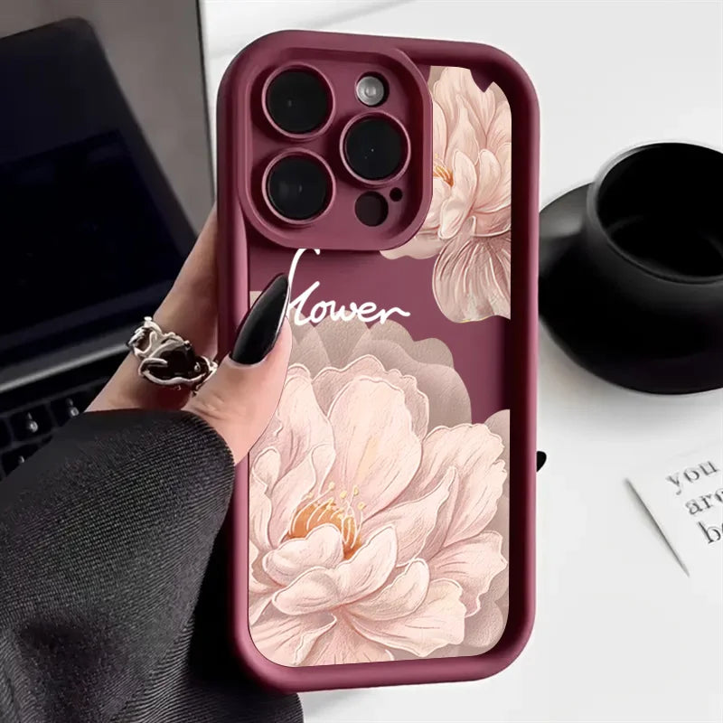 Case For iPhone Beautiful Flower Silicone