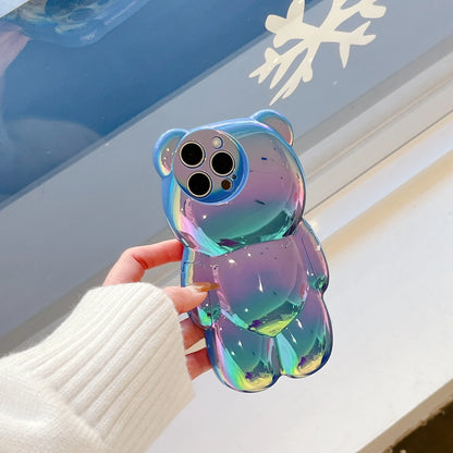 INS Cute 3D Gradient Electroplated Bear Phone Case Suitable For iPhone