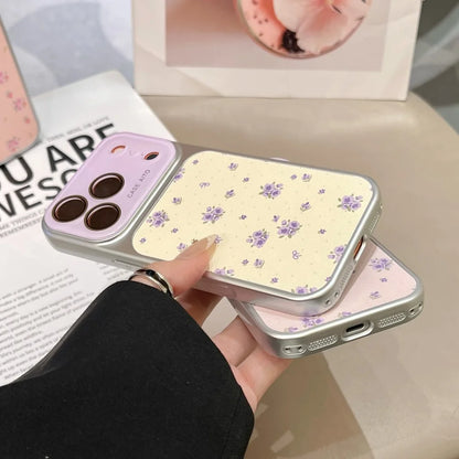 Luxury Ins Flower Large Window Phone Case For iPhone Camera Film Protector Shockproof Ultra Slim Cover