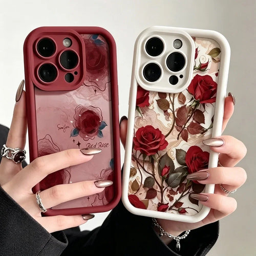 Case For iPhone Soft Flower Matte Shockproof Fashion Silicone Capa Funda