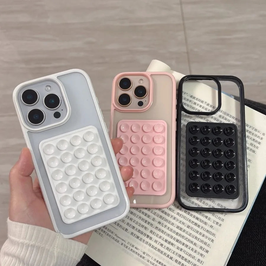 Candy Bumper Phone Case For iPhone Suction Cup Airbag Clear Shockproof Cover