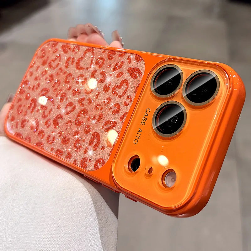 Flash Glitter Sexy Leopard Print Case For iPhone