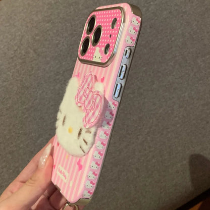 Hello Kitty Shockproof Leather Phone Case With Lanyard