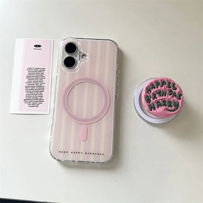 Simple Pink Stripes Magnetic Phone Case