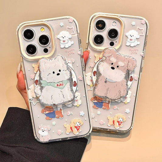 Korea's Cute Magnetic Stand Tok Cartoon Puppy Animals Phone Case
