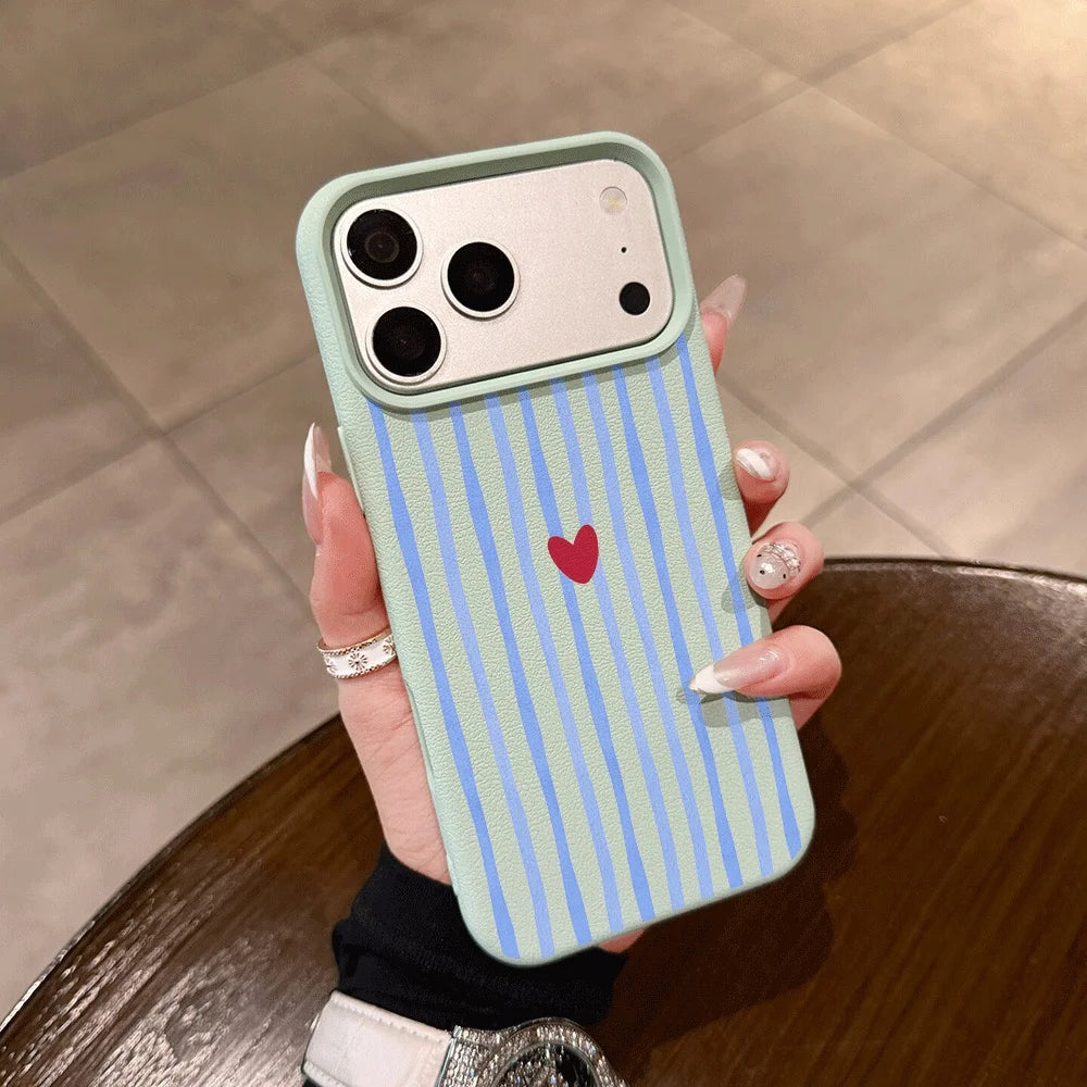 Vertical Stripes Hearts Phone Case For iPhone