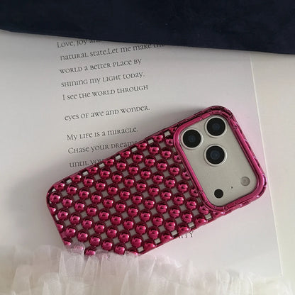 Creative Advanced Stereoscopic Hollow Out Pearl Round Bead Shock Proof Phone Cover Case For iPhone