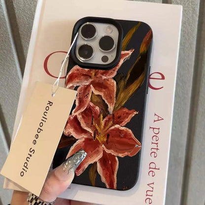 Pink Lily Oil Painting iPhone Case – Soft Silicone Cover
