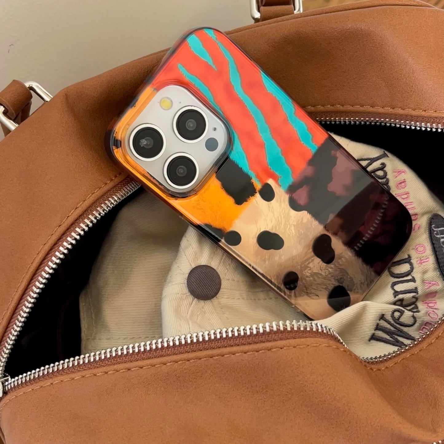 Retro Four-Color Leopard Pattern Stitching Phone Case For iPhone