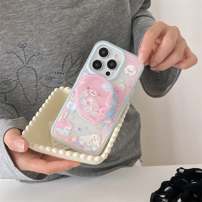 Cute Dolphin Shaking Bracket Magnetic Phone Case For iPhone