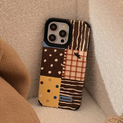 Korean INS Retro Splicing Pattern With Wrist Bracelet Case For iPhone