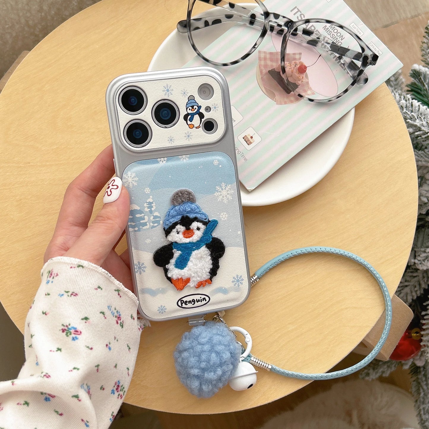 Embroidered Plush Penguin Phone Case For iPhone