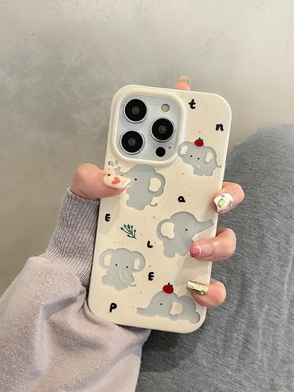 Cartoon Cute Hollow Out Elephant IMD Phone Case For iPhone
