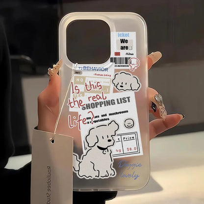 Cartoon Cute Label Dog Silicone Phone Case For iPhone