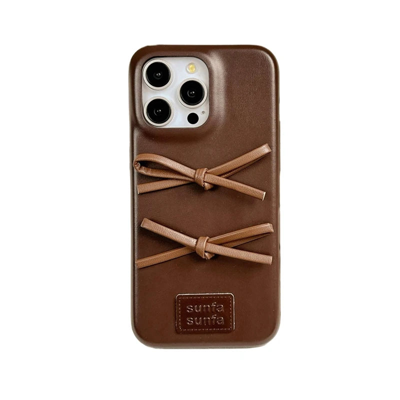 Retro Fashion Lovely Bowknot Leather Phone Case