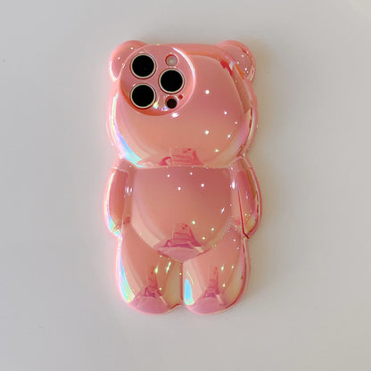 INS Cute 3D Gradient Electroplated Bear Phone Case Suitable For iPhone