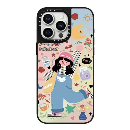Joyful Lucky Doodle Girl Mirror Design Phone Case