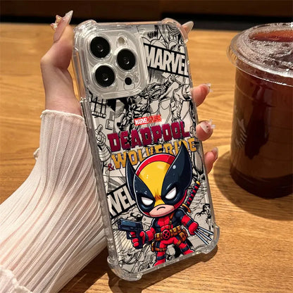Cartoon Marvel Deadpool Wolverine Clear Case For iPhone