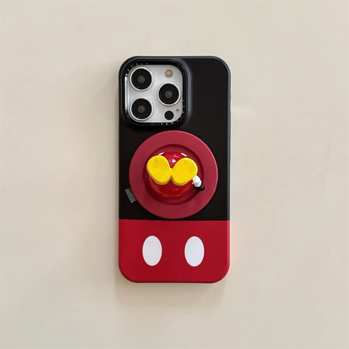 New Cartoon Mickey and Minnie Bottom Stand Phone Case For iPhone
