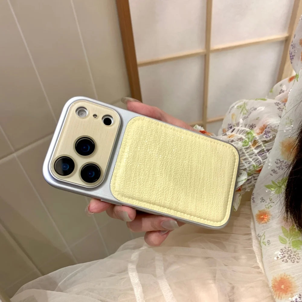INS Minimalist Leather Phone Case For iPhone Lens Ripples Shockproof Acrylic Cover