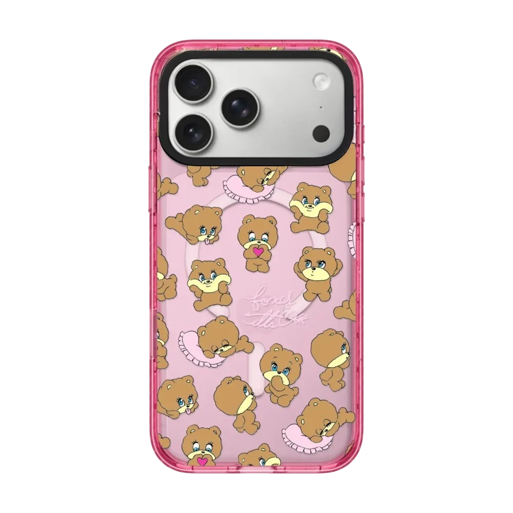 Rabbit Cherry Strawberry iPhone Case With Pink Border