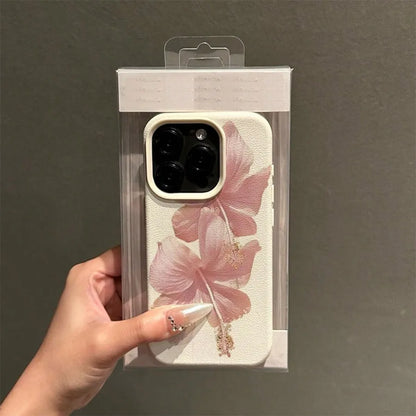 Pink Hibiscus Elegant High Aesthetic Phone Case For iPhone