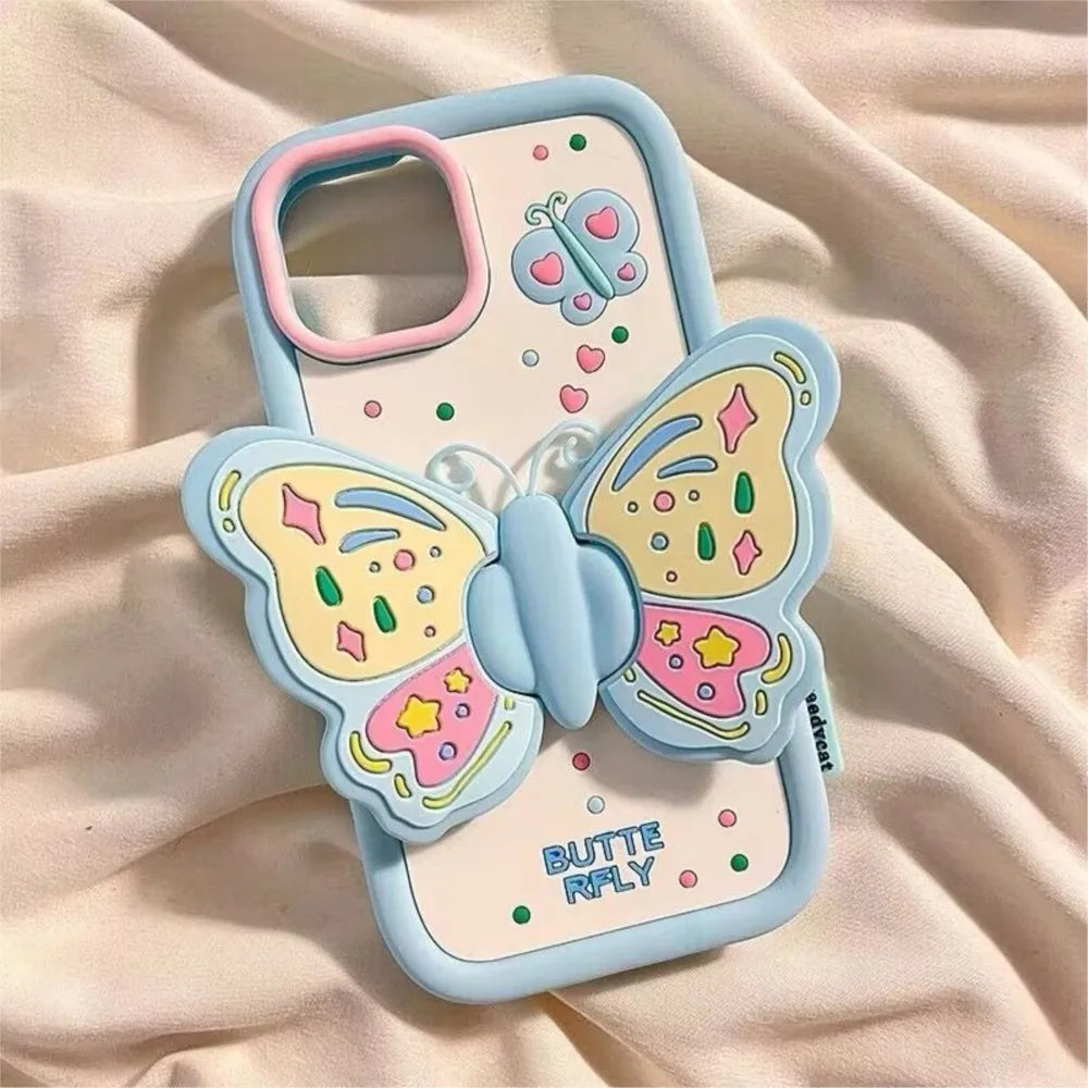3D Butterfly Folding Bracket Phone Case For iPhone