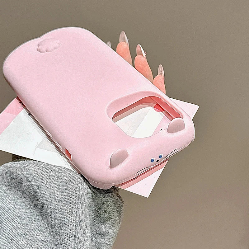 Cartoon Cute 3D Cat Soft Silicone Phone Case