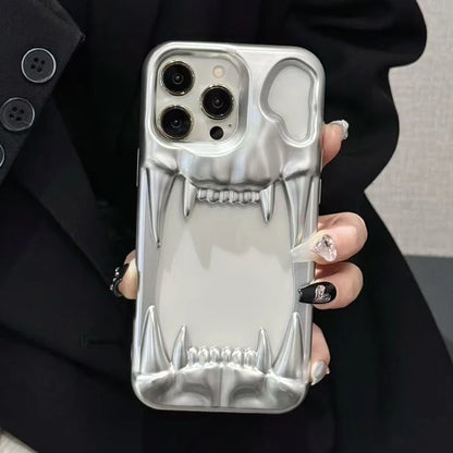 Fashion Metal Matte Silver Tiger Tooth Heat Dissipation Phone Case